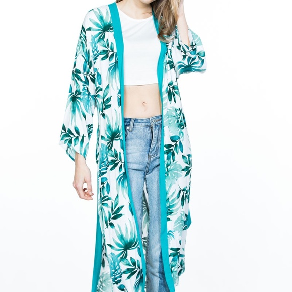 PALM PRINT MAXI ROBE - Picture 3 of 6